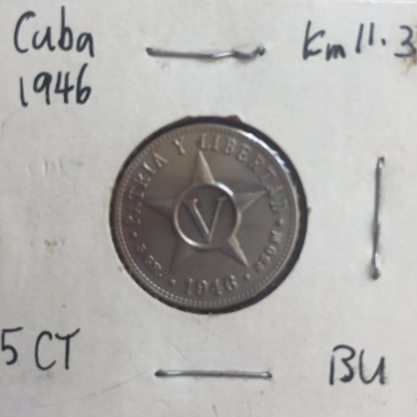 Cuba, 5 Centavos, 1946, BU