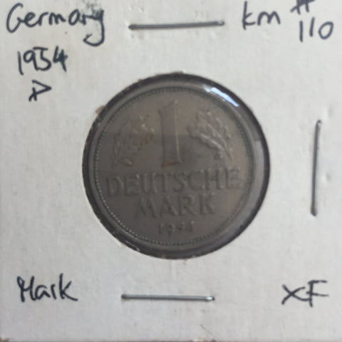 Germany, 1 Mark, 1954 D, XF – PlanetCoinCollection