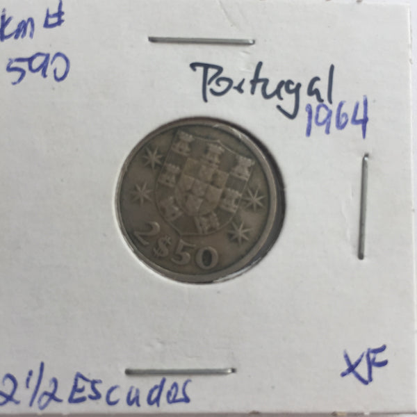 Portugal, 2 1/2 Escudos, 1964, XF