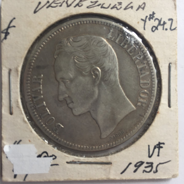Venezuela, 5 Bolivares, 1935, VF