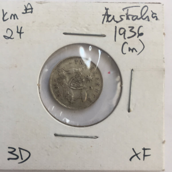 Australia, 3 Pence, 1936 (m), XF