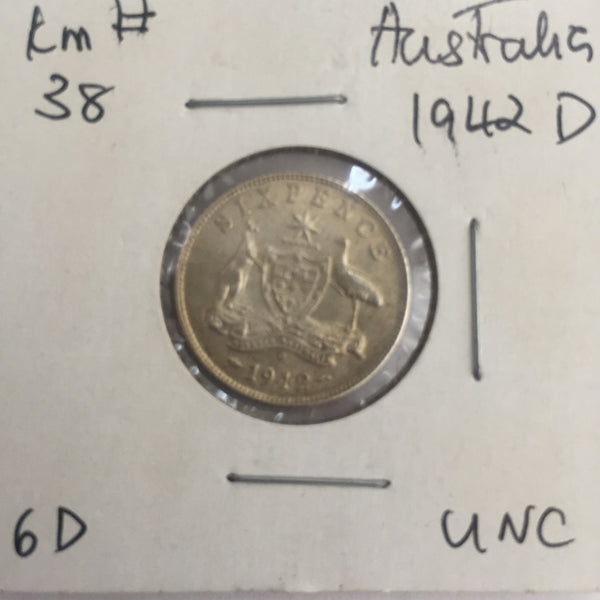 Australia, 6 Pence, 1942 D, UNC
