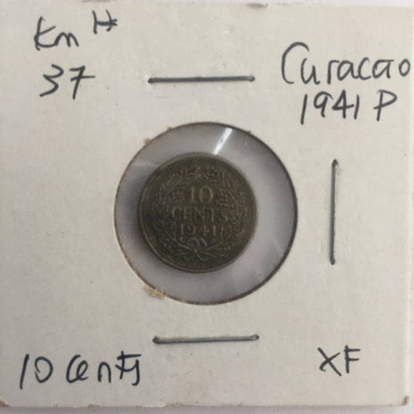Curacao, 10 Cents, 1941 P, XF