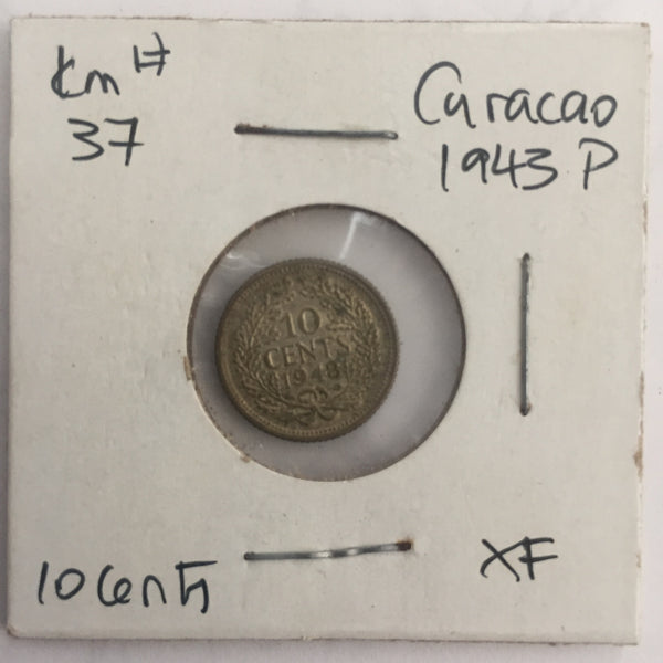 Curacao, 10 Cents, 1943 P, XF