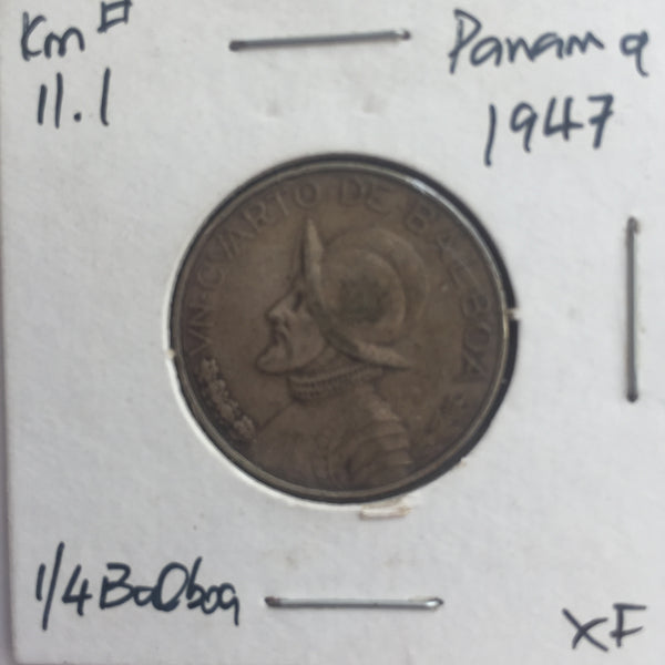 Panama, 1/4 Balboa, 1947, XF