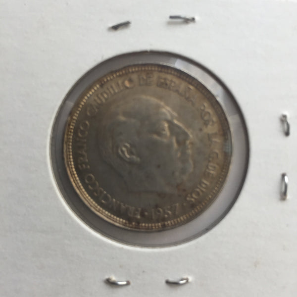 Spain, 25 Pesetas, 1957 (58), XF
