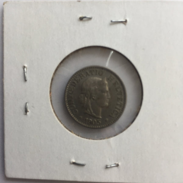 Switzerland, 5 Rappen, 1905, XF