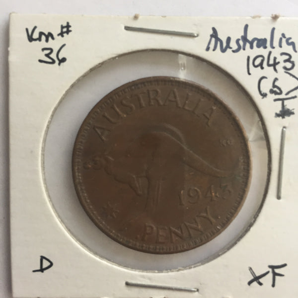Australia, 1 Penny, 1943, (b) I, XF