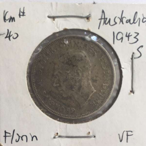 Australia, 1 Florin, 1943 S, VF