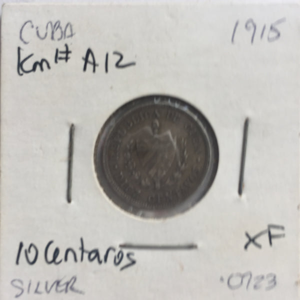 Cuba, 10 Centavos, 1915, XF