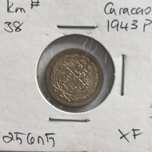 Curacao, 25 Cents, 1943 P, XF