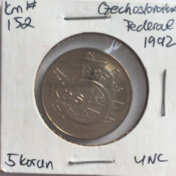 Czechoslovakia, 5 Korun, 1992, UNC