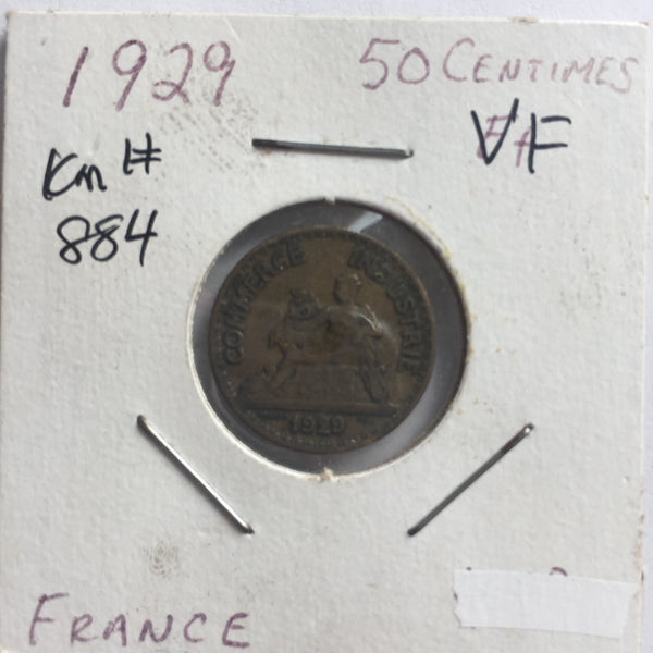 France, 50 Centimes, 1929, VF