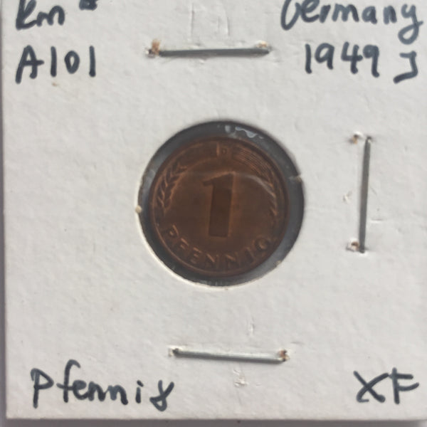 Germany, 1 Pfennig, 1949 J, XF