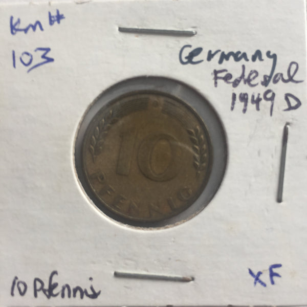 Germany, 10 Pfennig, 1949 D, XF