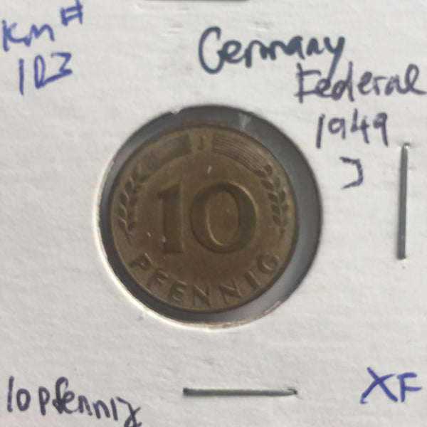 Germany, 10 Pfennig, 1949 J, XF