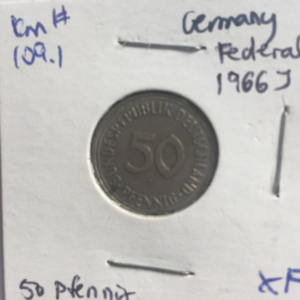 Germany, 50 Pfennig, 1966 J, XF