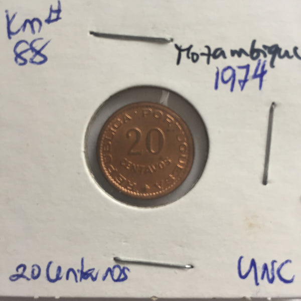 Mozambique, 20 Centavos, 1974, UNC