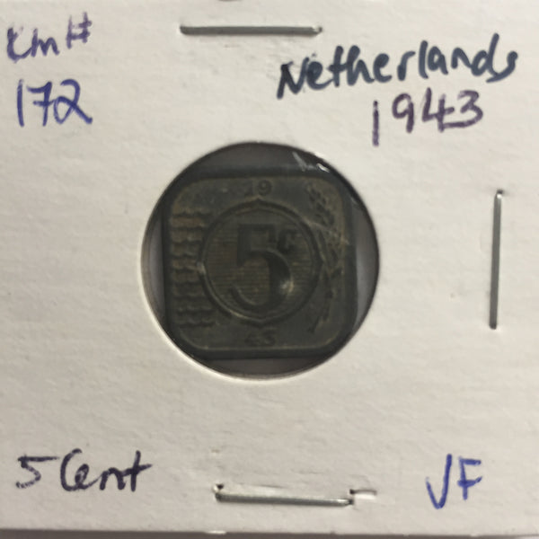 Netherlands, 5 Cents, 1943, VF