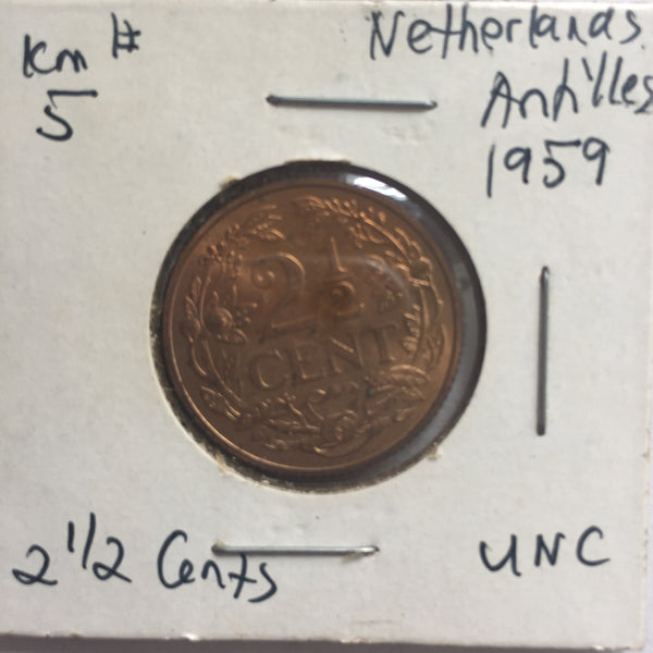 Netherlands Antilles, 2 1/2 Cents, 1959, UNC