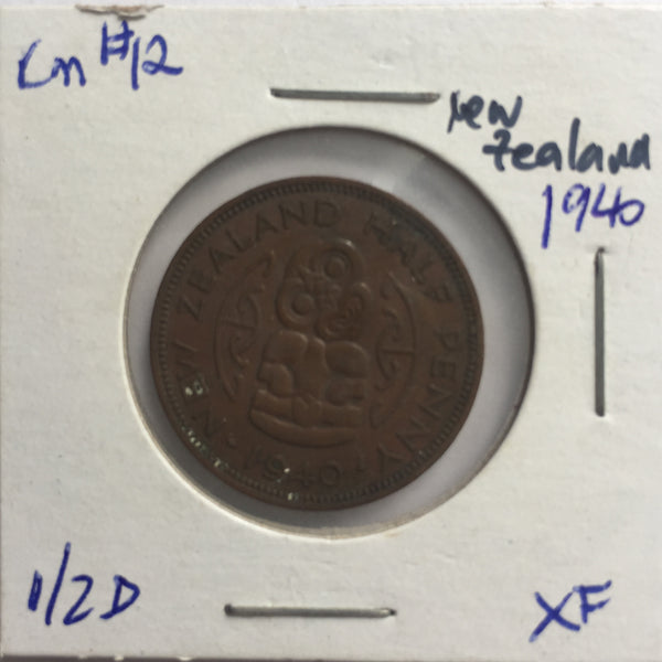 New Zealand, 1/2 Penny, 1940, XF