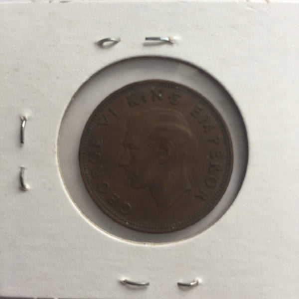 New Zealand, 1/2 Penny, 1940, XF