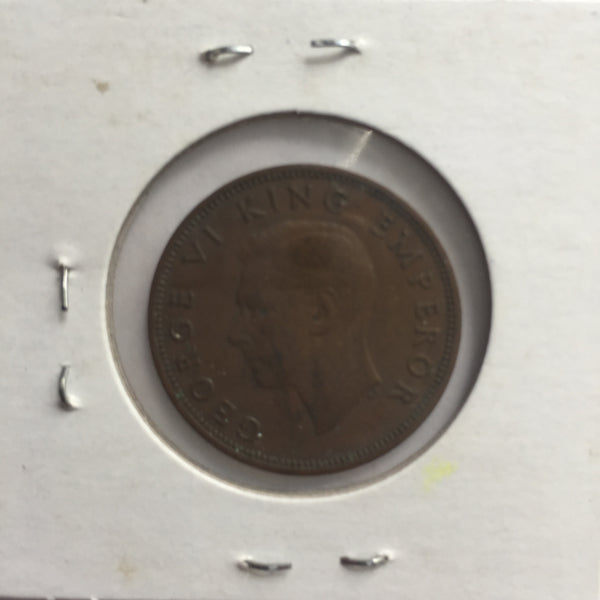 New Zealand, 1/2 Penny, 1941, XF