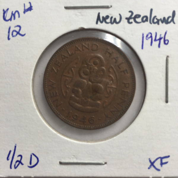 New Zealand, 1/2 Penny, 1946, XF