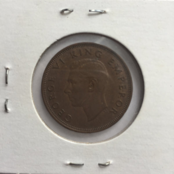 New Zealand, 1/2 Penny, 1947,  XF