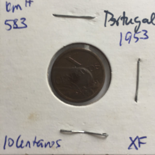 Portugal, 10 Centavos, 1953, XF