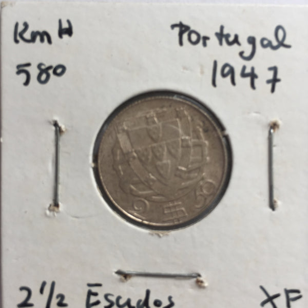 Portugal, 2 1/2 Escudos, 1947, XF