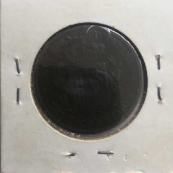 Spain, 10 Centimos, 1877, VF