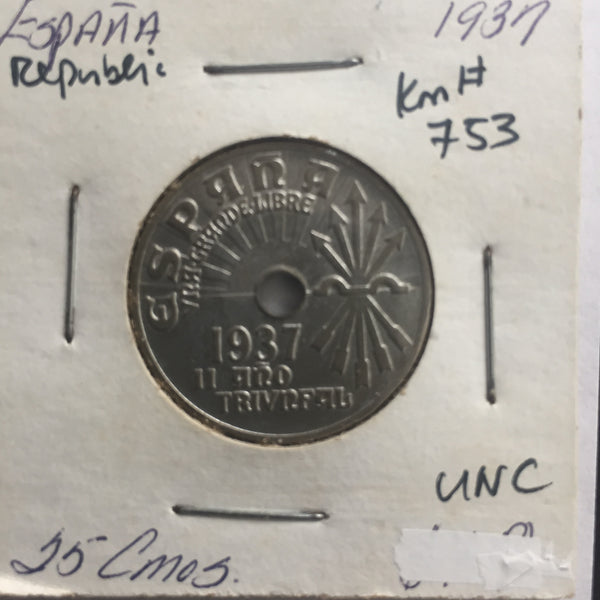 Spain, 25 Centimos, 1937, UNC
