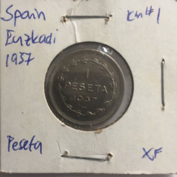 Spain, 1 Peseta, 1937, XF