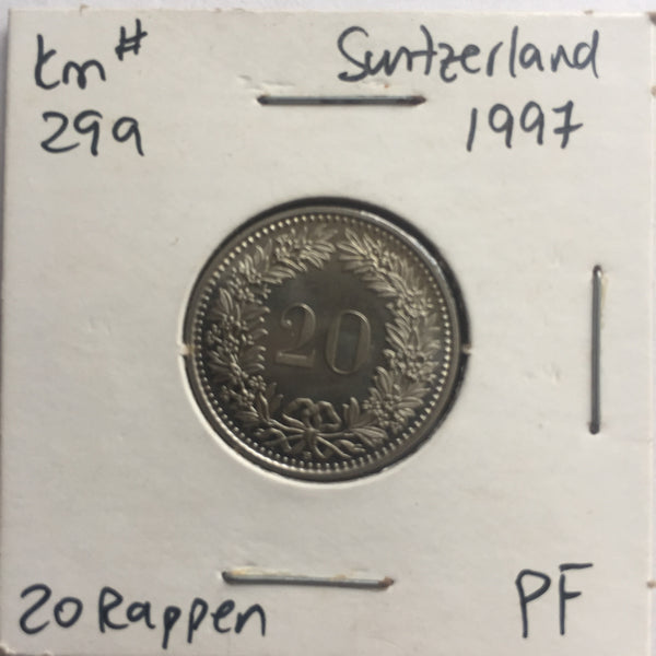 Switzerland, 20 Rappen, 1997, PF