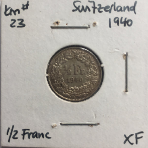 Switzerland, 1/2 Franc, 1940, XF