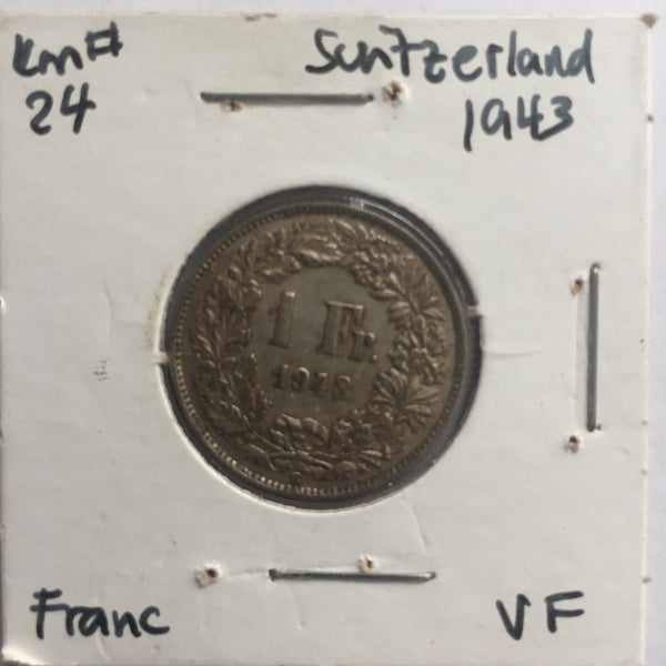 Switzerland, 1 Franc, 1943, VF