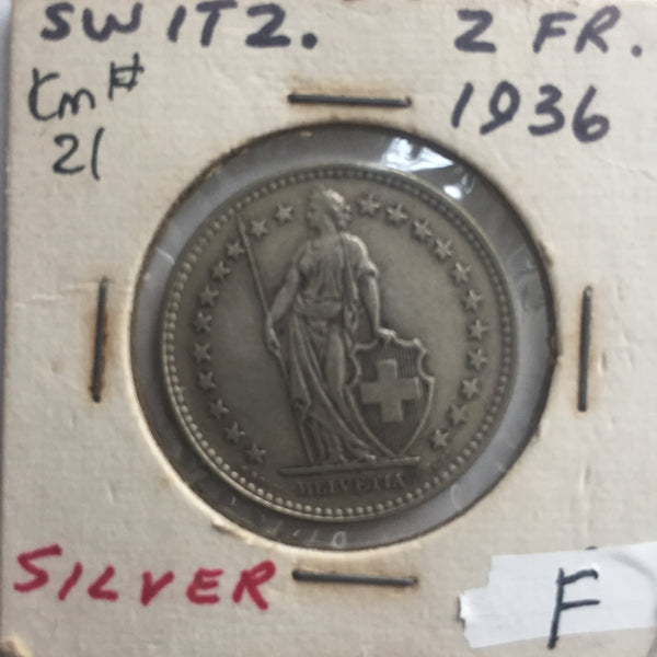 Switzerland, 2 Francs, 1936, F