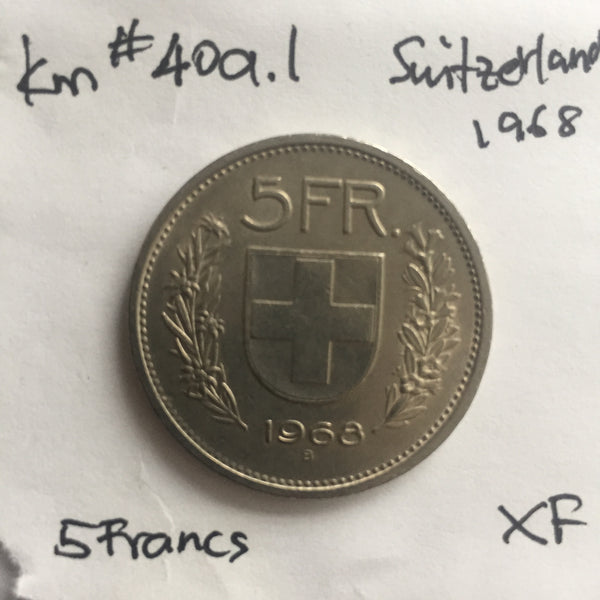 Switzerland, 5 Francs, 1968, XF