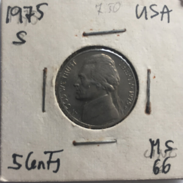 United States, 5 Cents, 1975 S, MS 66