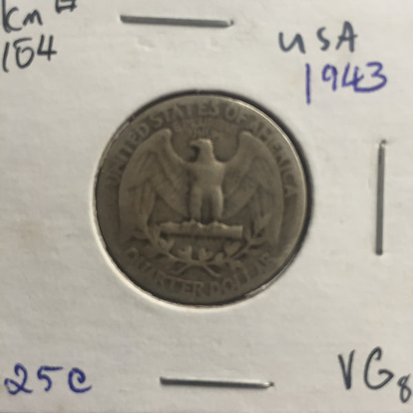 United States, 25 Cents, 1943, VG 8