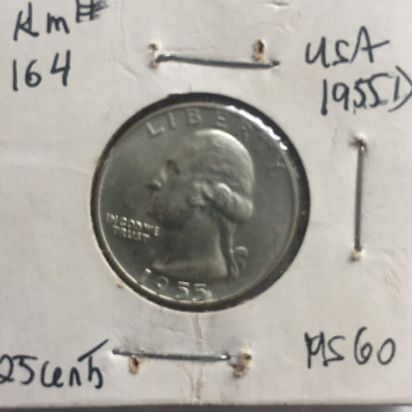 United States, 25 Cents, 1955 D, MS 60