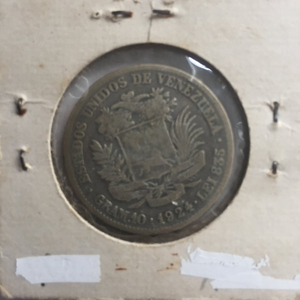 Venezuela, 2 Bolivares, 1924, VF