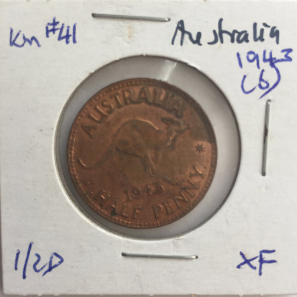 Australia, 1/2 Penny, 1943 (b), XF