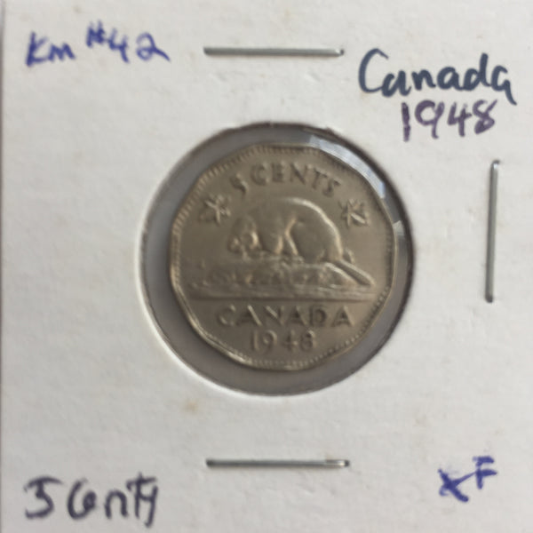 Canada, 5 Cents, 1948, XF