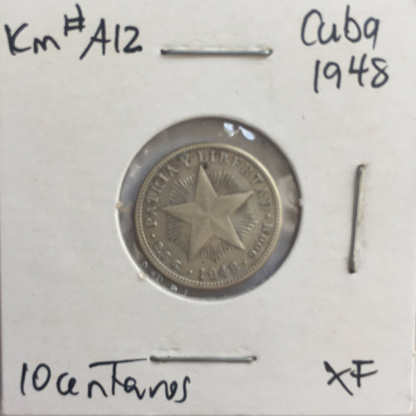 Cuba, 10 Centavos, 1948, XF