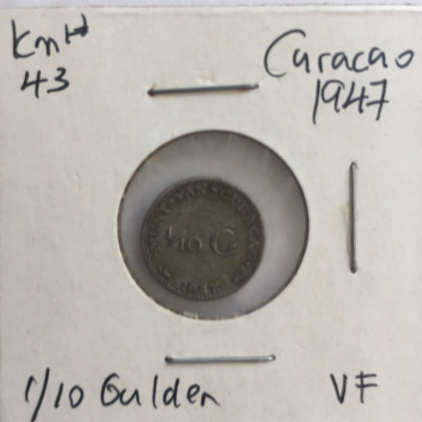 Curacao, 1/10 Gulden, 1947, VF