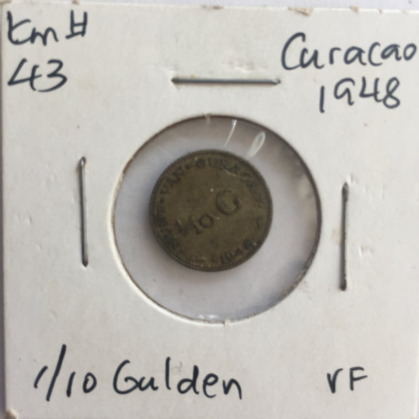 Curacao, 1/10 Gulden, 1948, VF