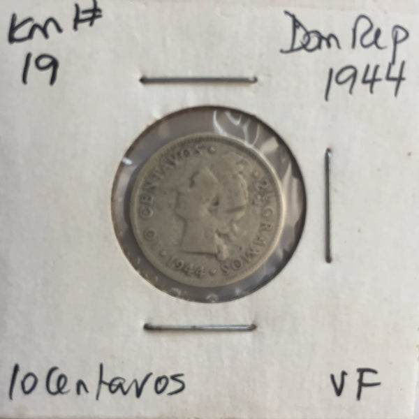 Dominican Republic, 10 Centavos, 1944, VF