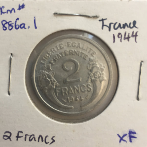 France, 2 Francs, 1944, XF